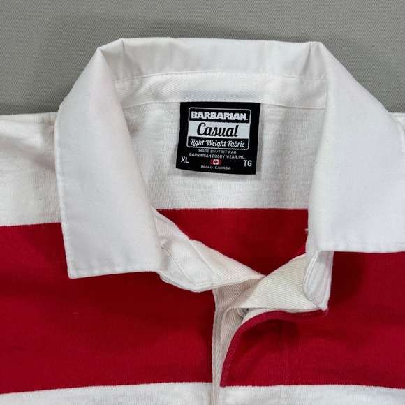 Barbarian Rugby Polo Shirt Lightweight Men's XL White Red Stripe Fanshawe Casual - Picture 6 of 6